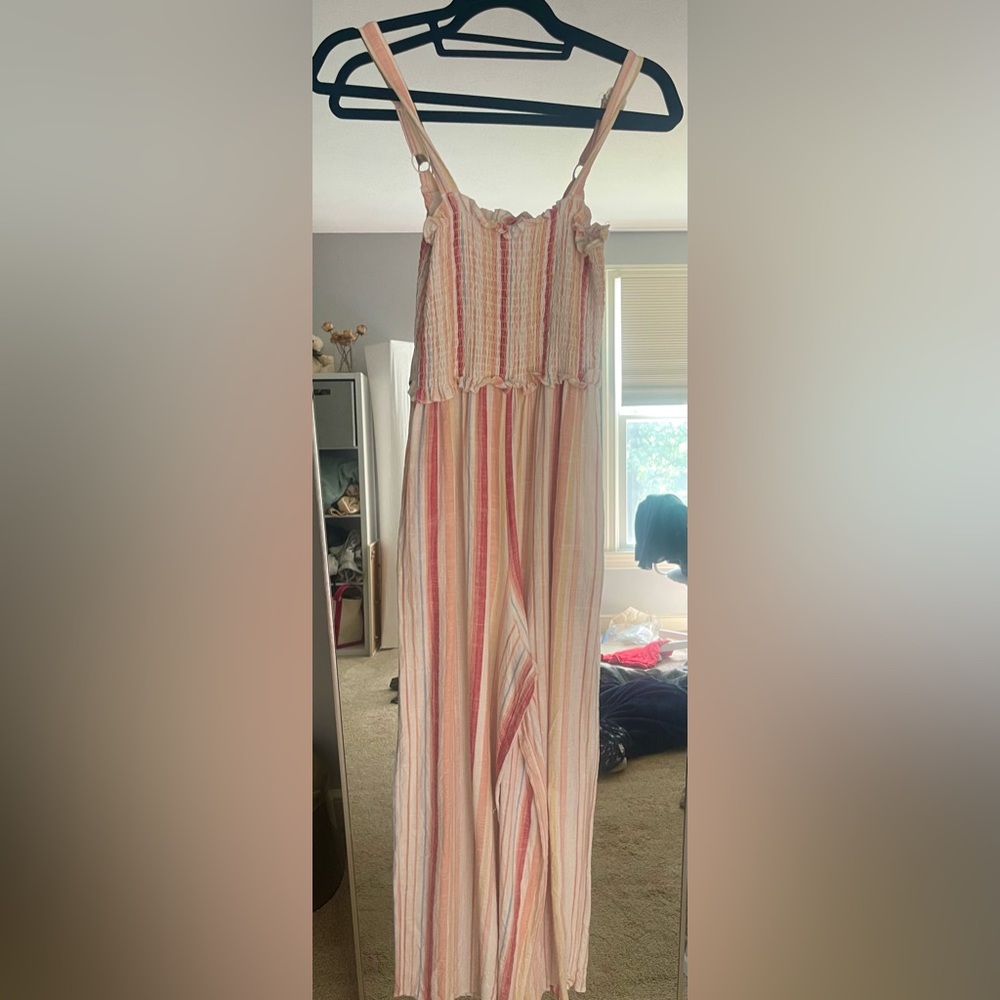 Linen stripped jumpsuit